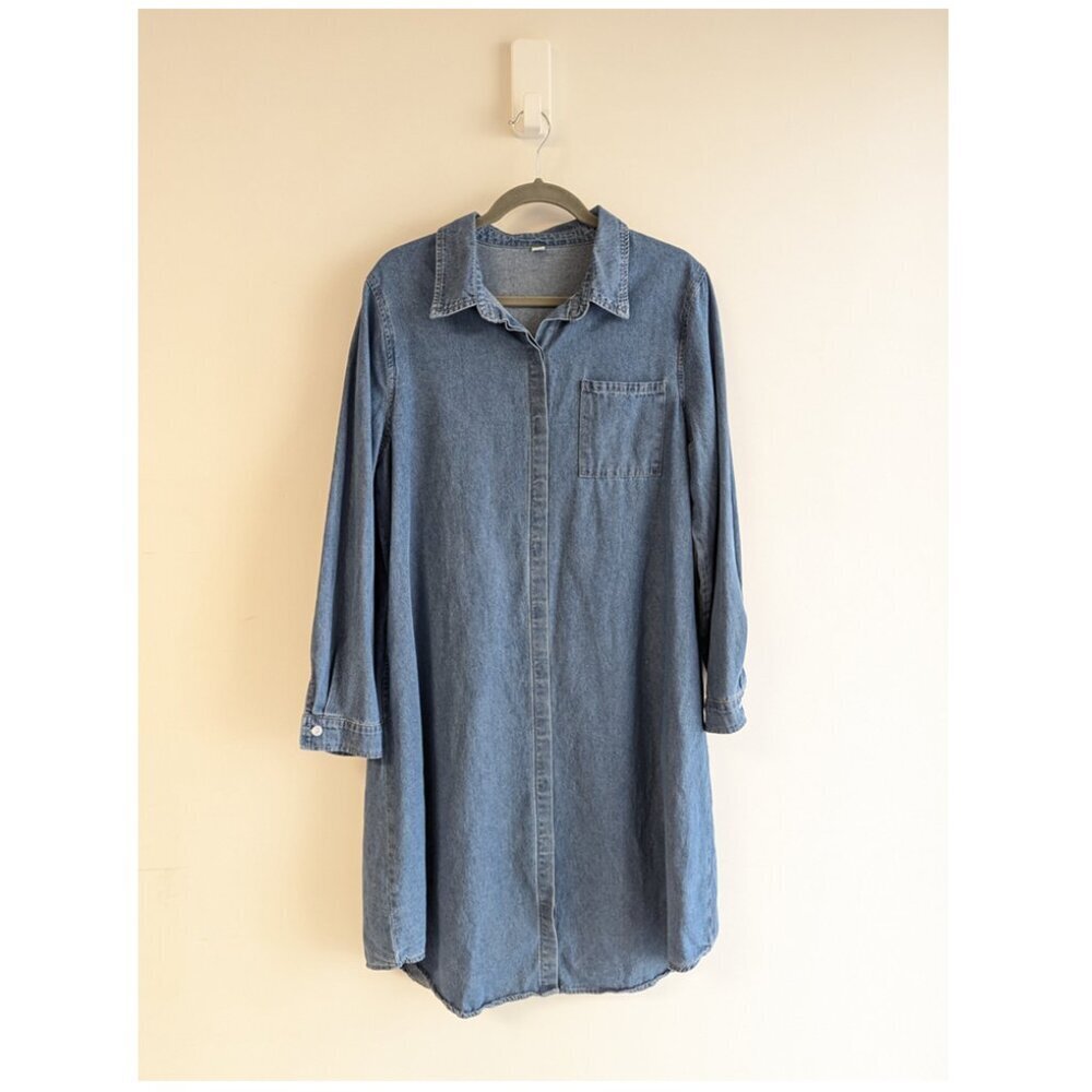 Denim button down shirt dress